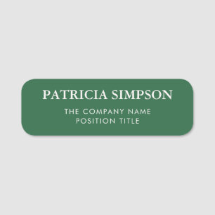 Modern Billiard Green & White: Bold & Eye-catching Name Tag