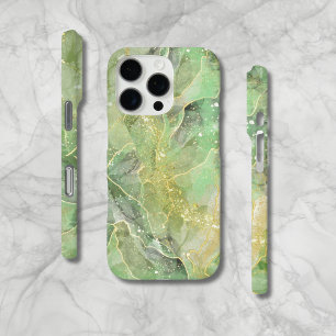 Modern Billowy Green Agate Style iPhone Case