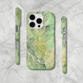 Modern Billowy Green Agate Style iPhone Case