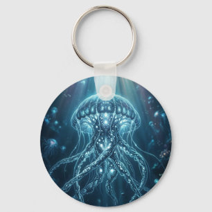 "Modern Bioluminescent Jellyfish Deep Sea Wall Clo Key Ring