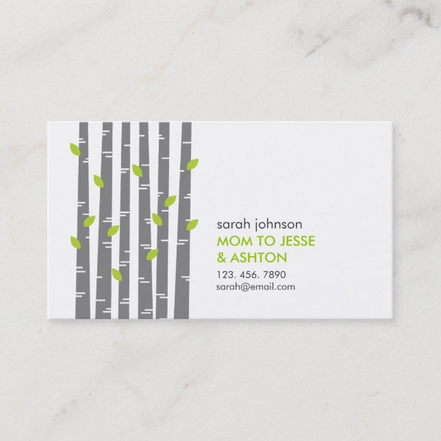 Modern Birch in Grass Mummy Calling Card (Front)