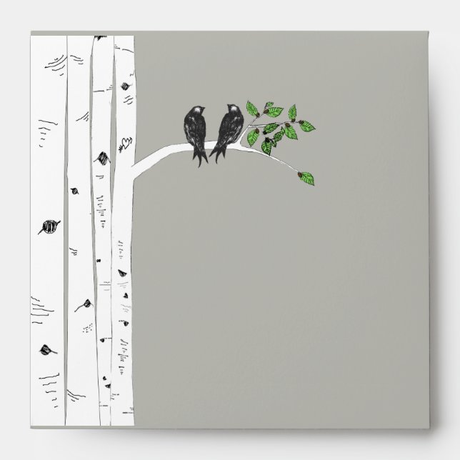 Modern Birch Tree Wedding Square Envelopes (Front)
