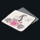 Modern Bird and Flora Dotty Monogrammed Laptop Sleeve<br><div class="desc">Modern bird and flowers art on pastel dotty background. Elegant monogram.</div>