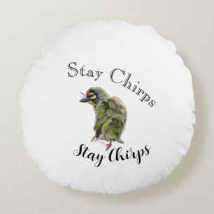 Modern Bird Graphic Stay Chirp Nature Love Round   Cushion