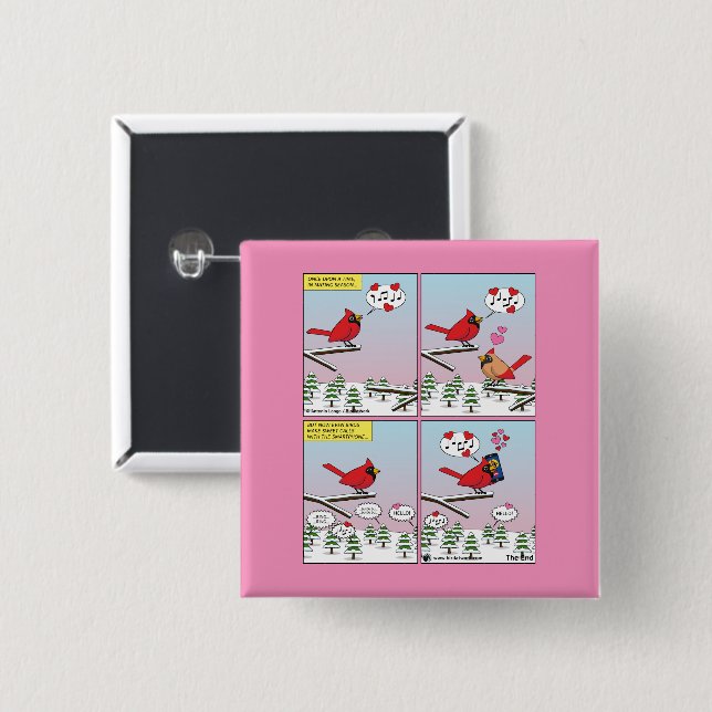 Modern Bird Mating Calls Comic 15 Cm Square Badge (Front & Back)