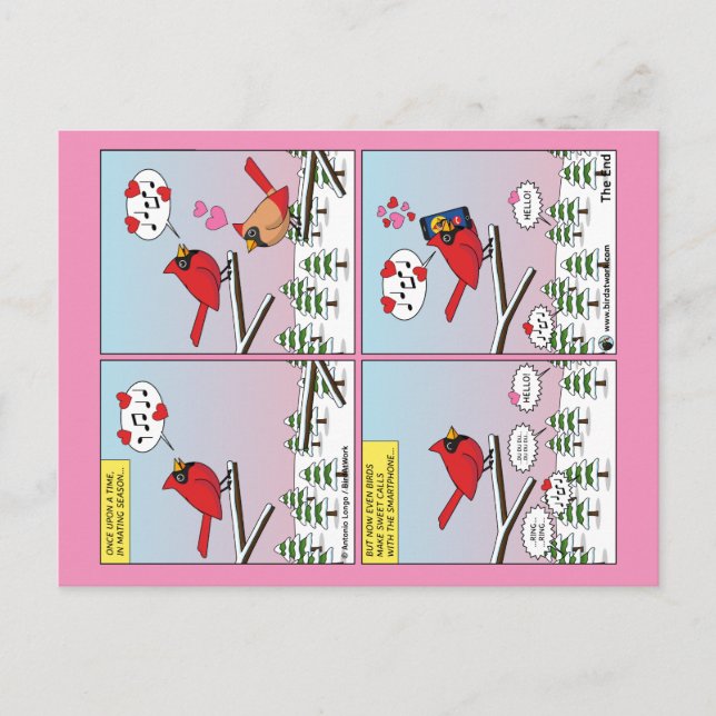 Modern Bird Mating Calls Comic Postcard (Front)