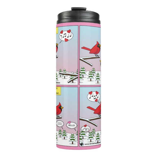 Modern Bird Mating Calls Comic Thermal Tumbler (Front)