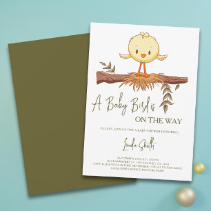 Modern Bird Nest Boy Baby Shower Invitation