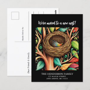 Modern Bird Nest New Home Moving Announcement Postcard