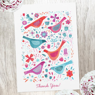 Modern Bird Watercolor Personalized Thank You