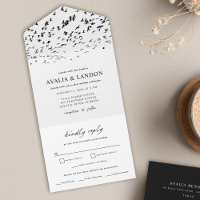 Modern Birds of a Feather Black and White Wedding