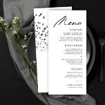 Modern Birds of a Feather Black and White Wedding Menu<br><div class="desc">These modern,  stylish wedding menus are easy to customise! They feature elegant topography reading,  "Menu" in pure black,  as well as a flock of birds on the back.</div>