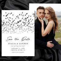 Modern Birds of a Feather Black and White Wedding