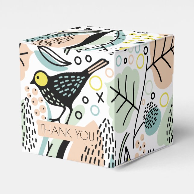 Modern Birds Personalised Favour Box (Front Side)