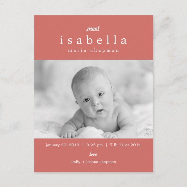 MODERN Birth Announcement (Front)