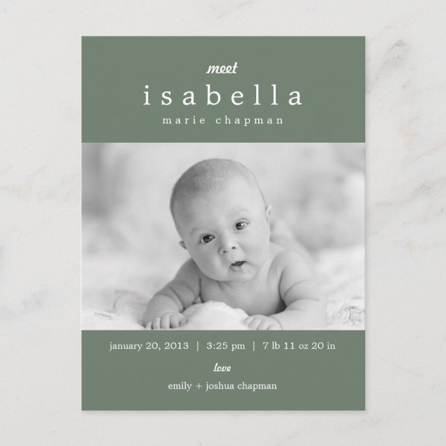 MODERN Birth Announcement (Front)