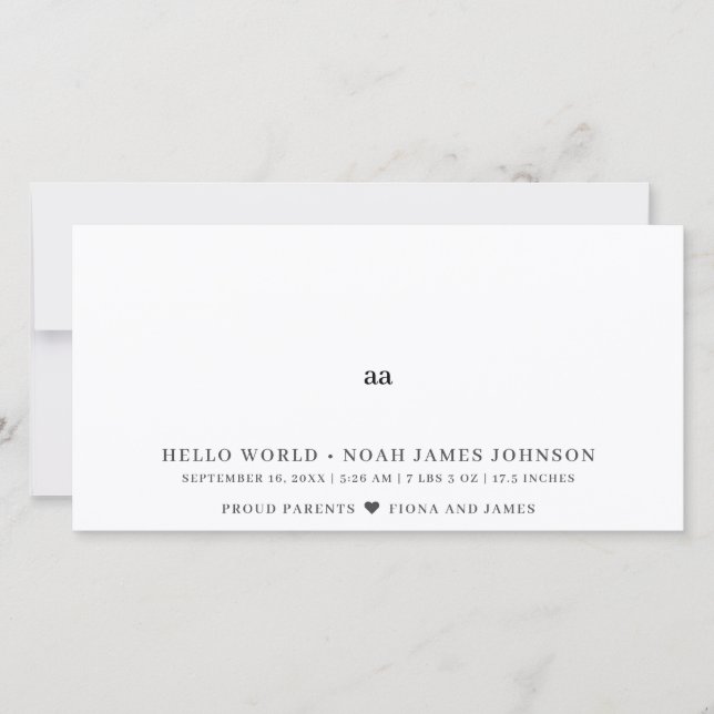 Modern Birth Announcement Photo Collage Card (Front)