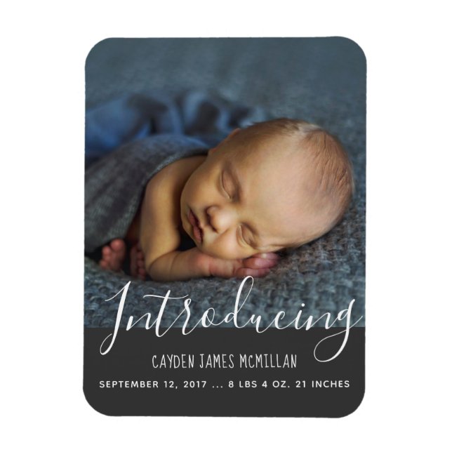 Modern Birth Announcement Photo Magnet (Vertical)