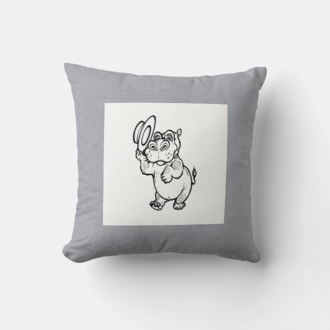 Modern Birth Baby Boy for Kids Hippopotamus Cushion (Front)