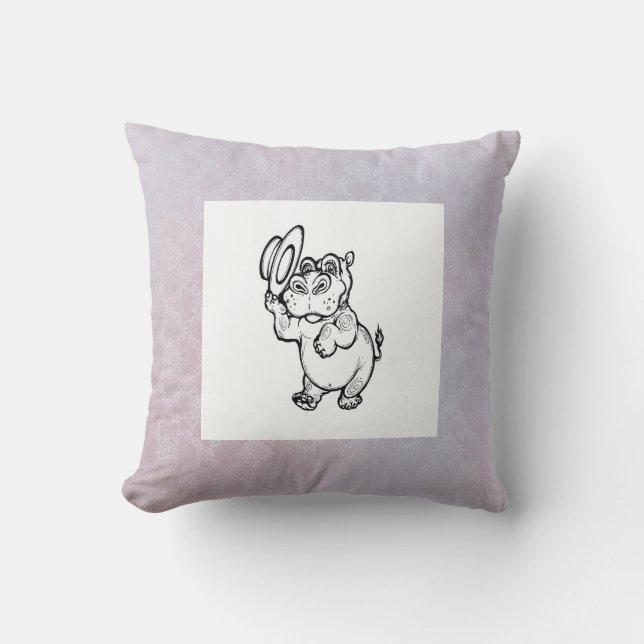Modern Birth Baby Boy for Kids Hippopotamus Cushion (Front)