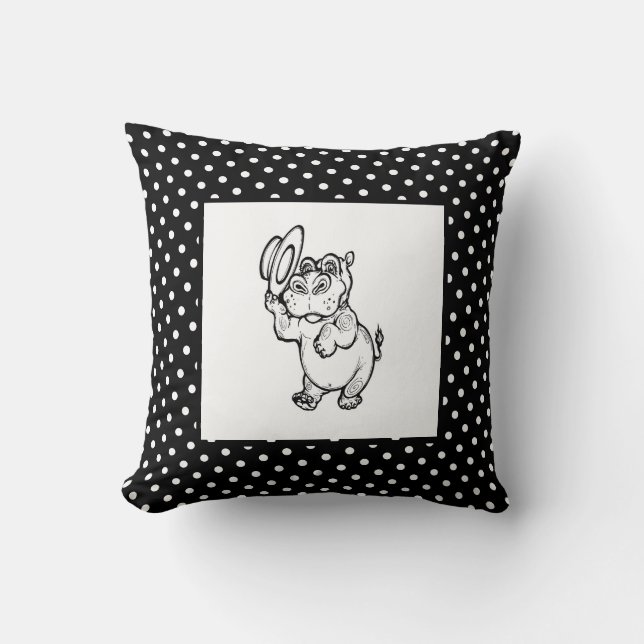 Modern Birth Baby Boy for Kids Hippopotamus Polka Cushion (Front)