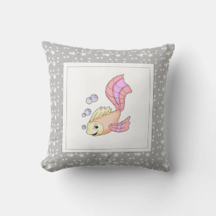 Modern Birth Baby for Kids Fish Pink Cushion