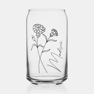 Modern Birth Flowers  January Bridesmaid Gifts Can Glass
