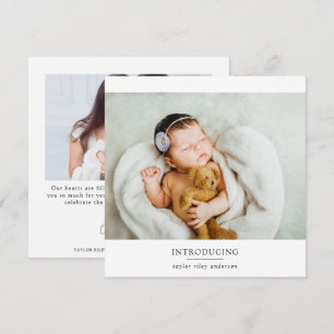 Modern Birth Stats New Baby Photo Thank You Card