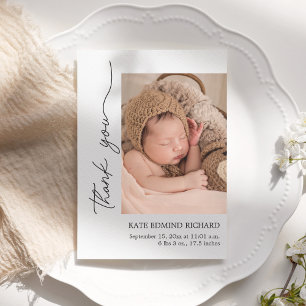 Modern Birth Stats Newborn Photo Announcement