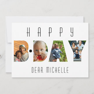 Modern Birthday 4 Photo Collage Personalised Cad