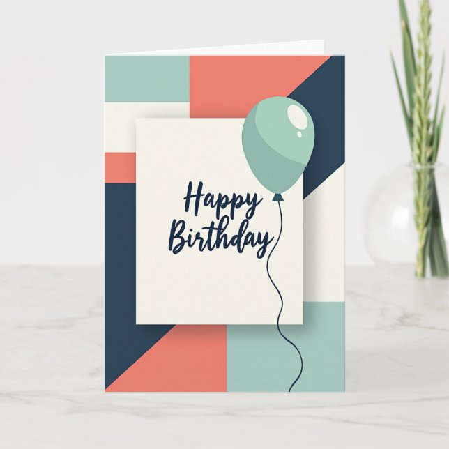 Modern Birthday Balloon Card (Front)