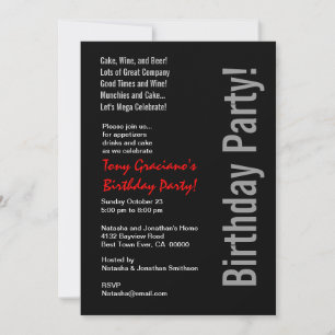 Modern Birthday Black White Red Template