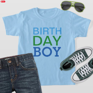 Modern Birthday Boy Navy Blue Custom Age Number T-Shirt
