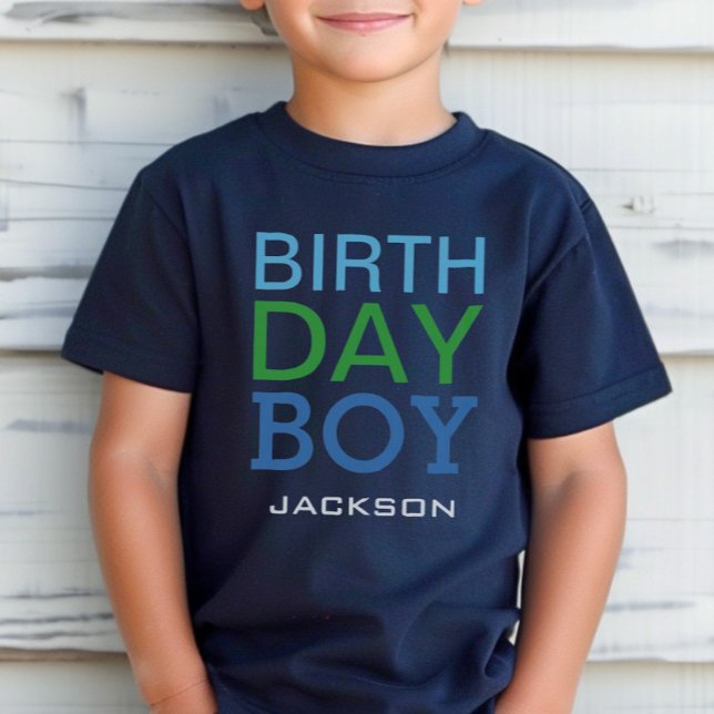 Modern Birthday Boy Navy Blue Name Age Number Toddler T-Shirt (Creator Uploaded)