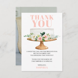 Modern Birthday Cake First Birthday Thank You Card