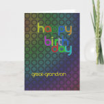 Modern Birthday card for great grandson<br><div class="desc">A birthday card with a very modern feel. Repeating circles form an interesting abstract background. The writing is in a font that matches and complements the circles.</div>