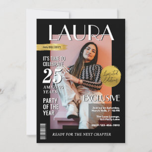 Modern Birthday Custom Magazine Cover, Portrait Invitation