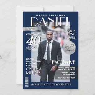 Modern Birthday Custom Magazine Cover, Portrait Invitation