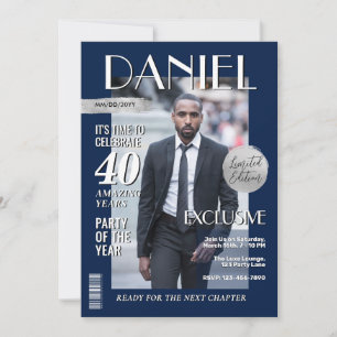 Modern Birthday Custom Magazine Cover, Portrait Invitation
