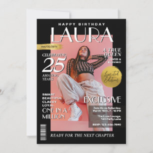 Modern Birthday Custom Magazine Cover, Portrait Invitation