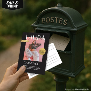 Modern Birthday Custom Magazine Cover Thank You Card