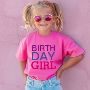 Modern Birthday Girl Hot Pink Custom Age Number T-Shirt