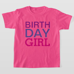 Modern Birthday Girl Hot Pink Custom Age Number T-Shirt