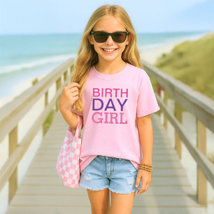 Modern Birthday Girl Pink Purple Custom Age Number T-Shirt