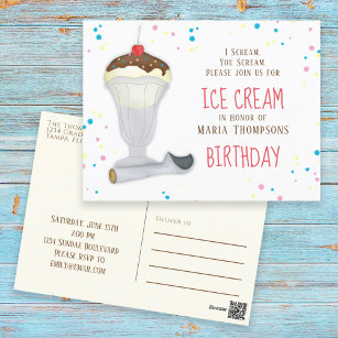 Modern Birthday Ice Cream Whimsical Sprinkles Postcard