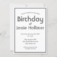 Modern Birthday Invitation ANY AGE | Black & White