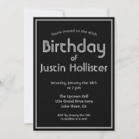 Modern Birthday Invitation ANY AGE | Black & White