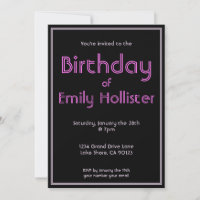 Modern Birthday Invitation | Black Pink & White