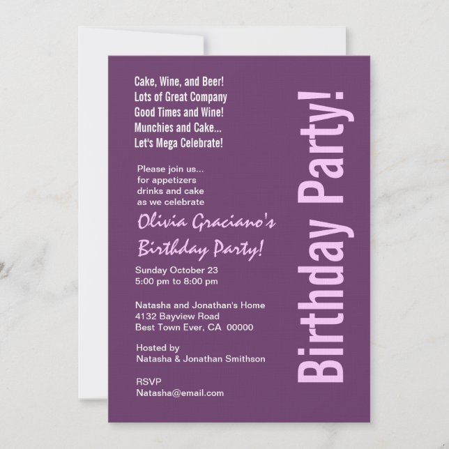 Modern Birthday Magenta and Pink Template (Front)