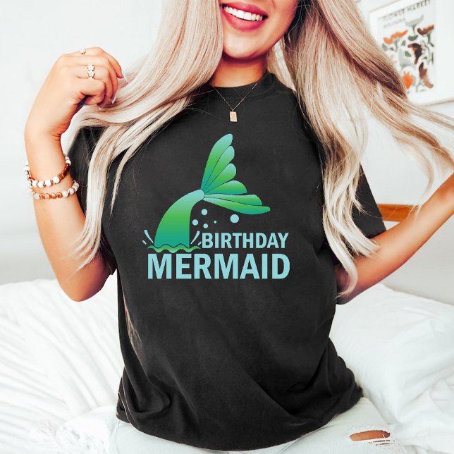 Modern Birthday Mermaid Vintage Black T-Shirt (Modern Birthday Mermaid Vintage Black T-Shirt)